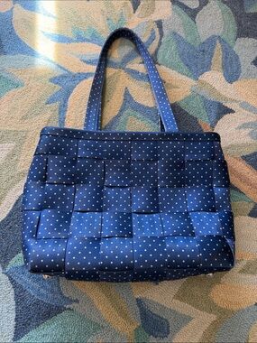 Harveys Navy Blue Polka Dot Woven Shoulder Bag